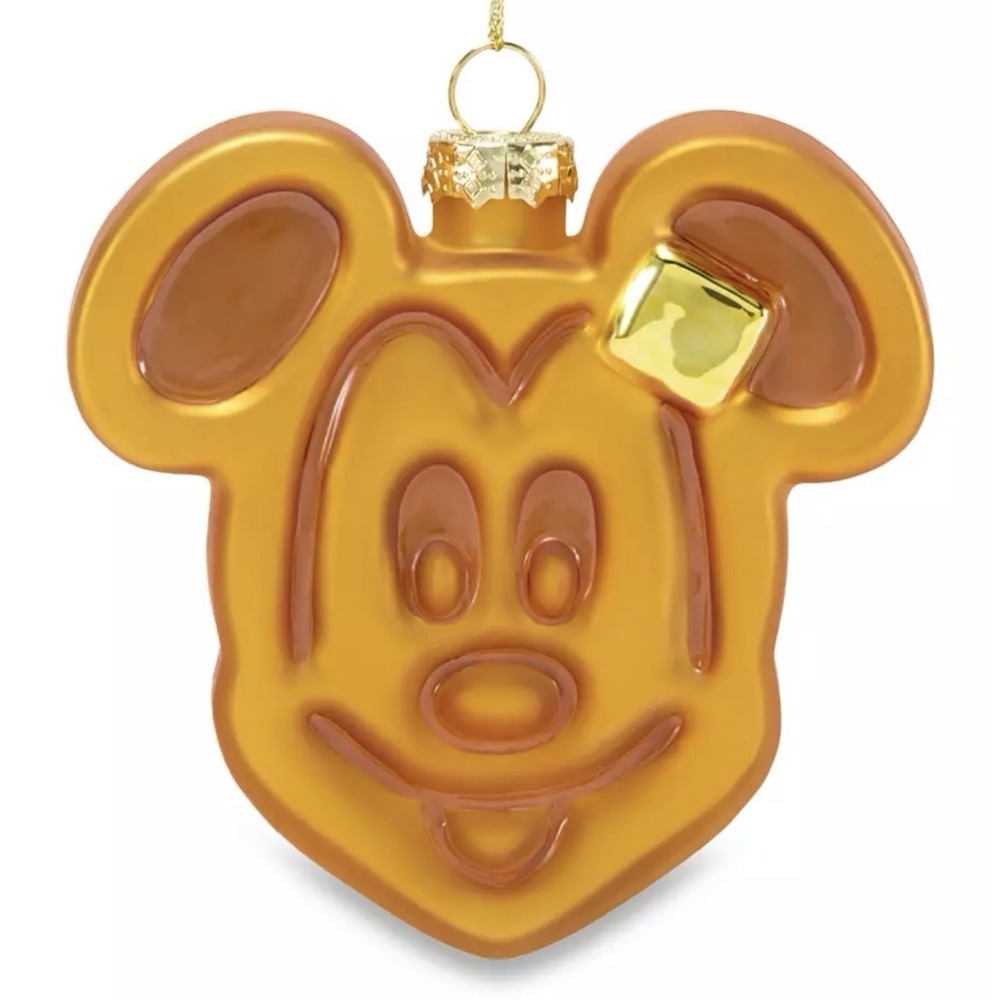 2026 Disney Parks Mickey Mouse Waffle Glass Ornament NEW